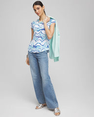 Chico's Outlet - Ocean Waves Cap Sleeve Dolman Tee