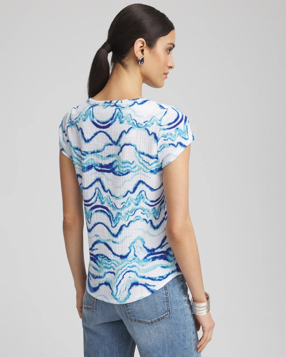 Chico's Outlet - Ocean Waves Cap Sleeve Dolman Tee