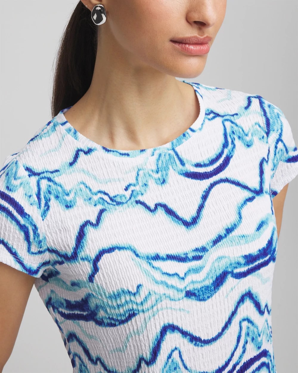 Chico's Outlet - Ocean Waves Cap Sleeve Dolman Tee