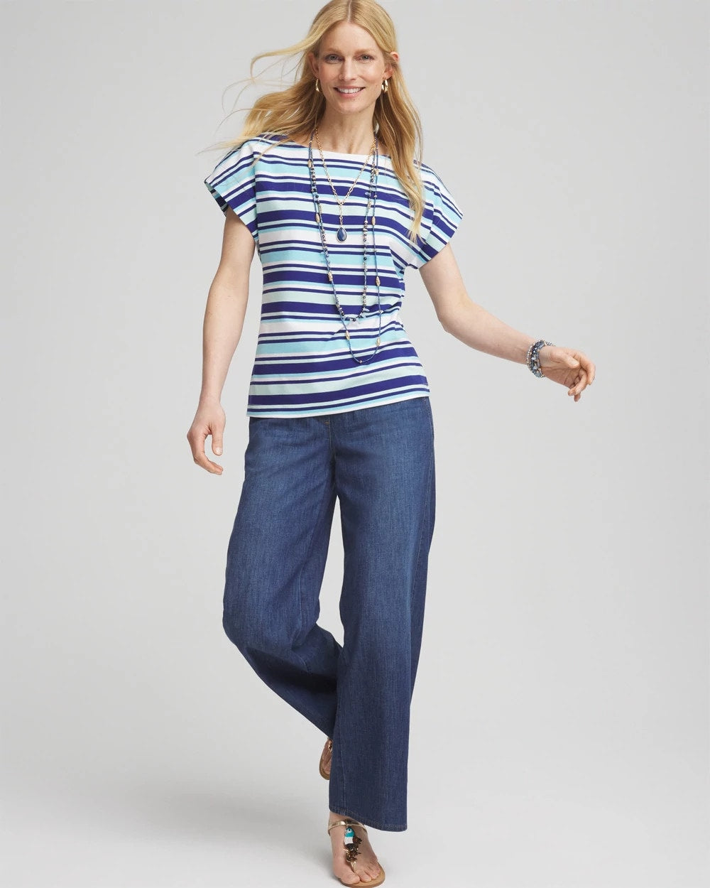 Chico's Online - Stripe Modern Cap Sleeve Tee