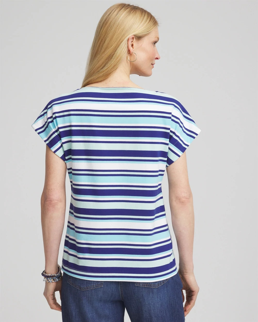 Chico's Online - Stripe Modern Cap Sleeve Tee