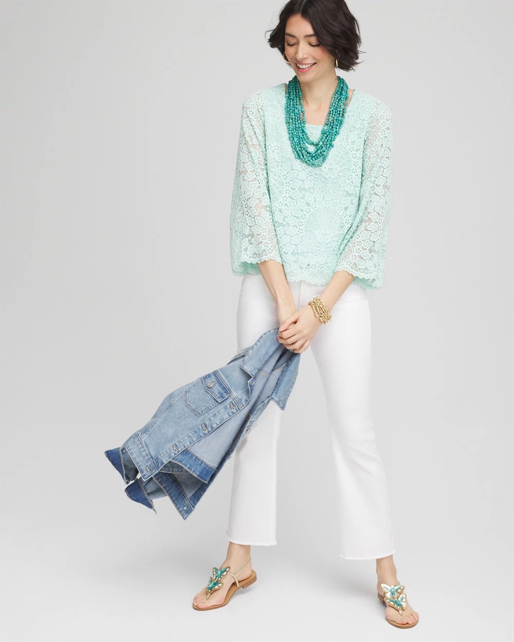 Chico's Discount - Scalloped Hem Lace Top