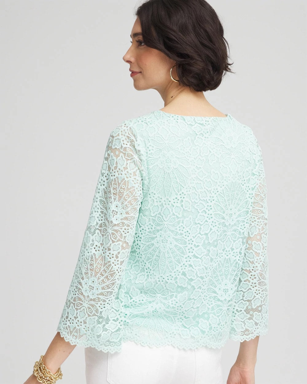 Chico's Discount - Scalloped Hem Lace Top