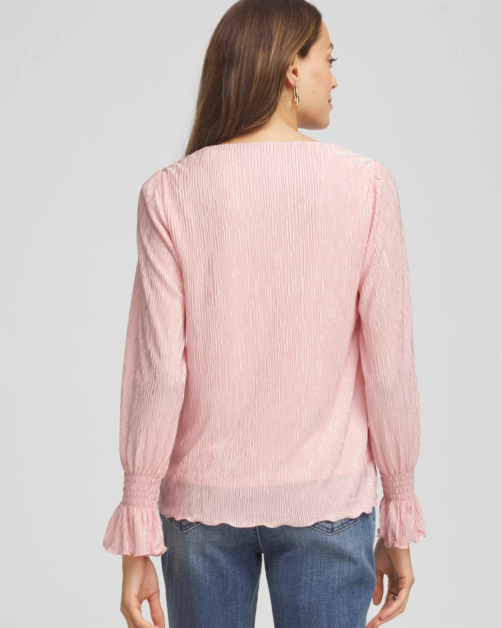 Chico's For Sale - Crinkle Bodre Voop Neck Top