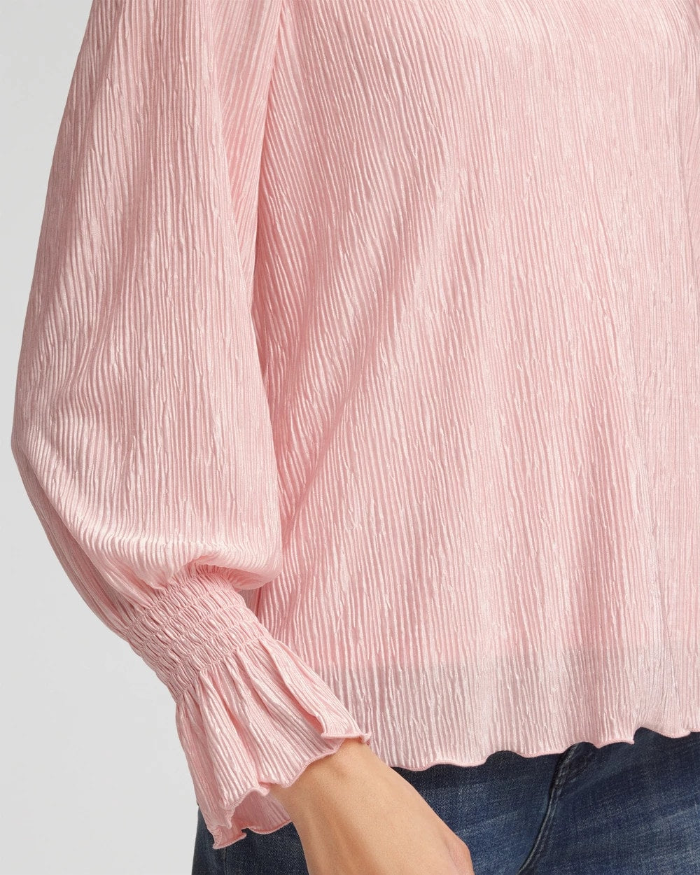 Chico's For Sale - Crinkle Bodre Voop Neck Top