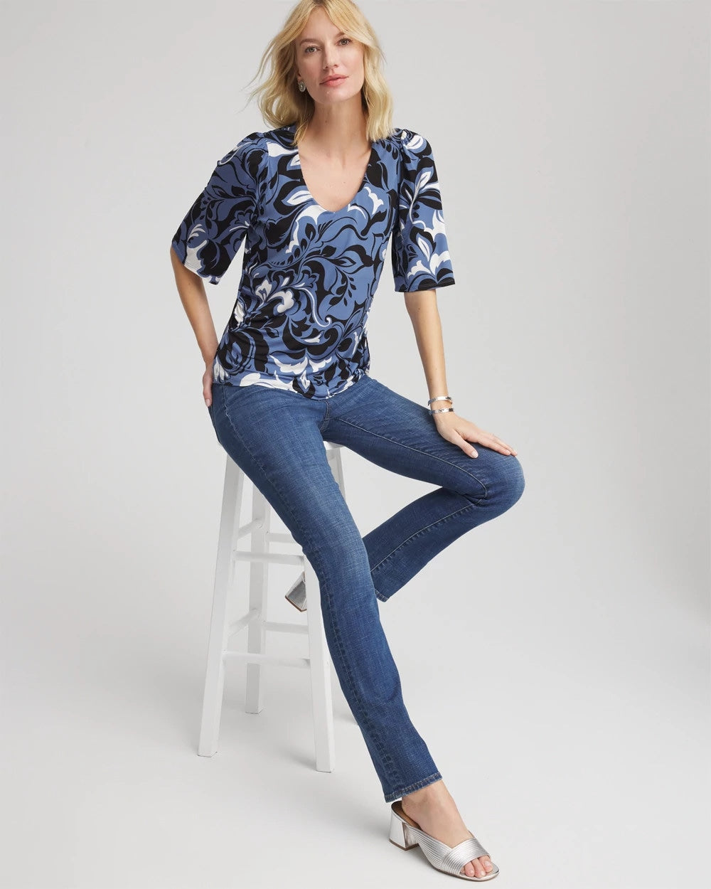 Chico's Outlet - Stretch-Knit Flutter-Sleeve Tee