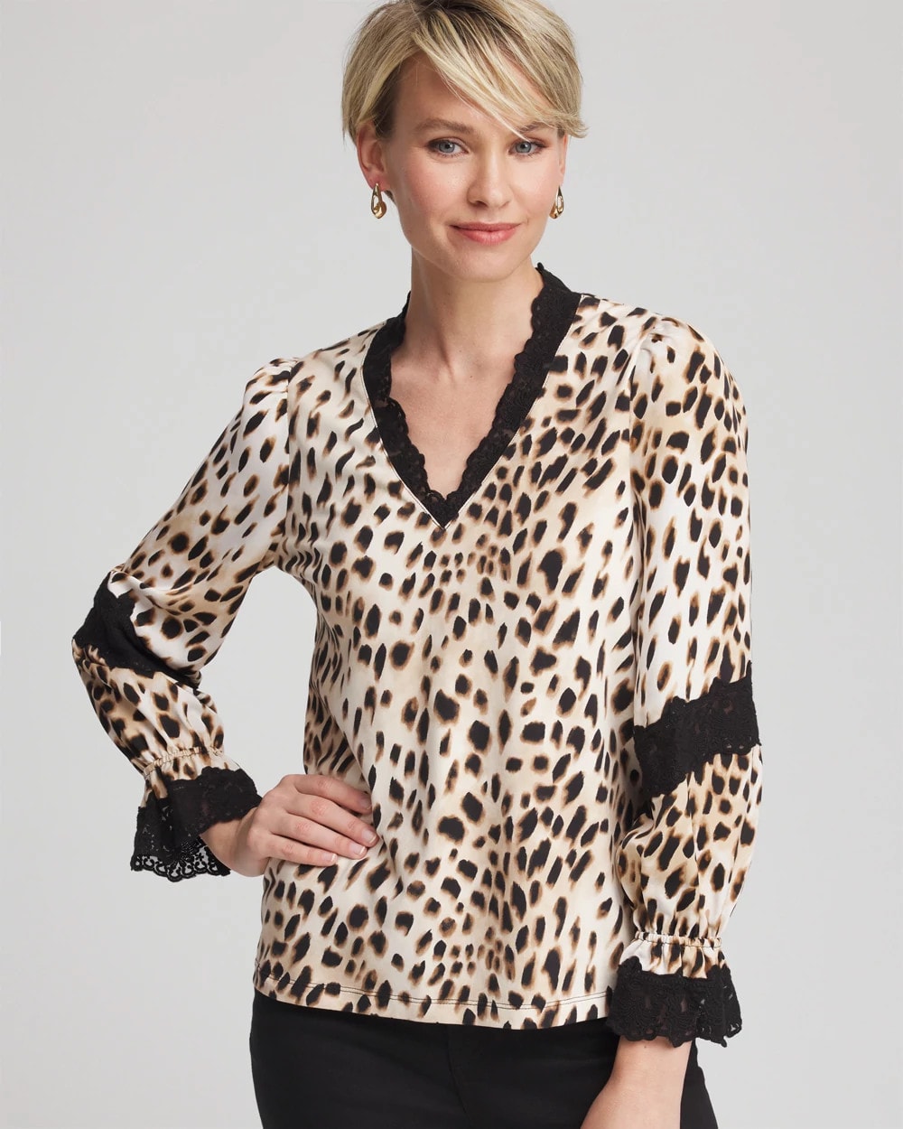 Chico's US - Animal Print Long-Sleeved Top