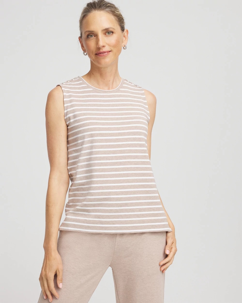 Chico's Discount - Zenergy® UPF Sleeveless Metallic-Striped Tank