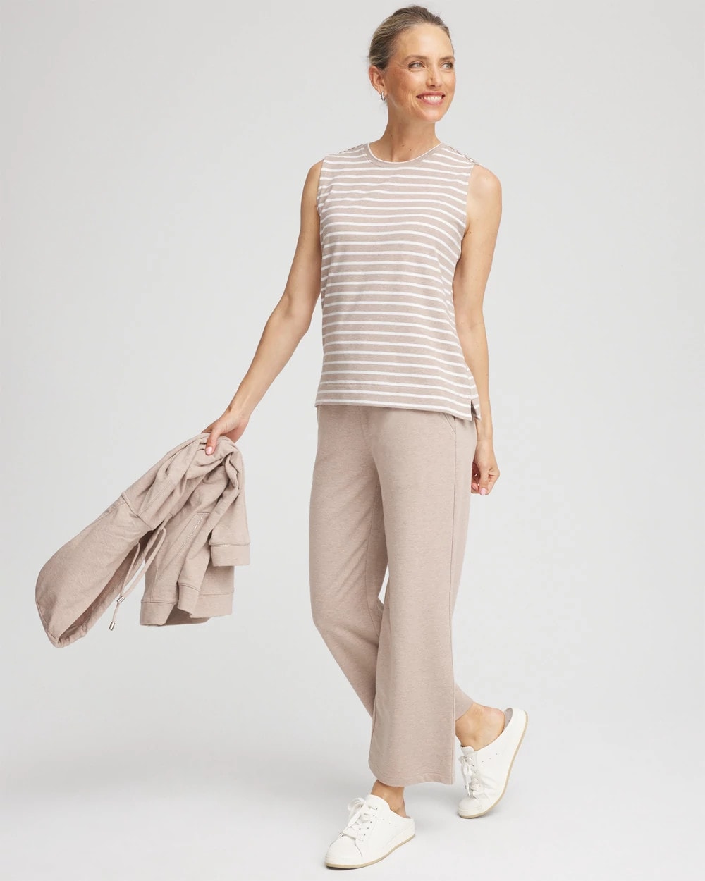 Chico's Discount - Zenergy® UPF Sleeveless Metallic-Striped Tank