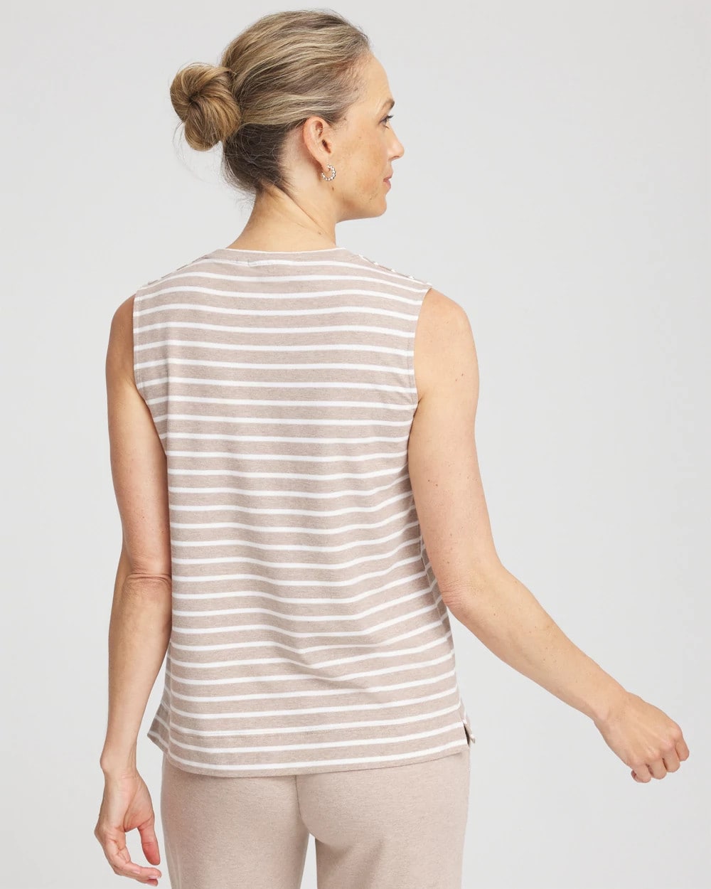 Chico's Discount - Zenergy® UPF Sleeveless Metallic-Striped Tank