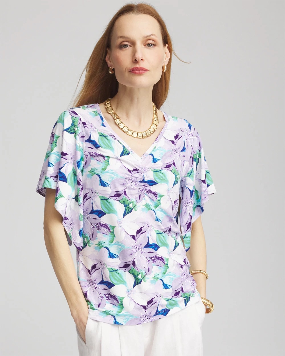 Chico's Sale - Touch of Cool™ Lily Handkerchief-Sleeve V-Neck Tee