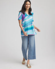 Chico's For Sale - Sea Print Short Sleeve Forward-Seam Tee
