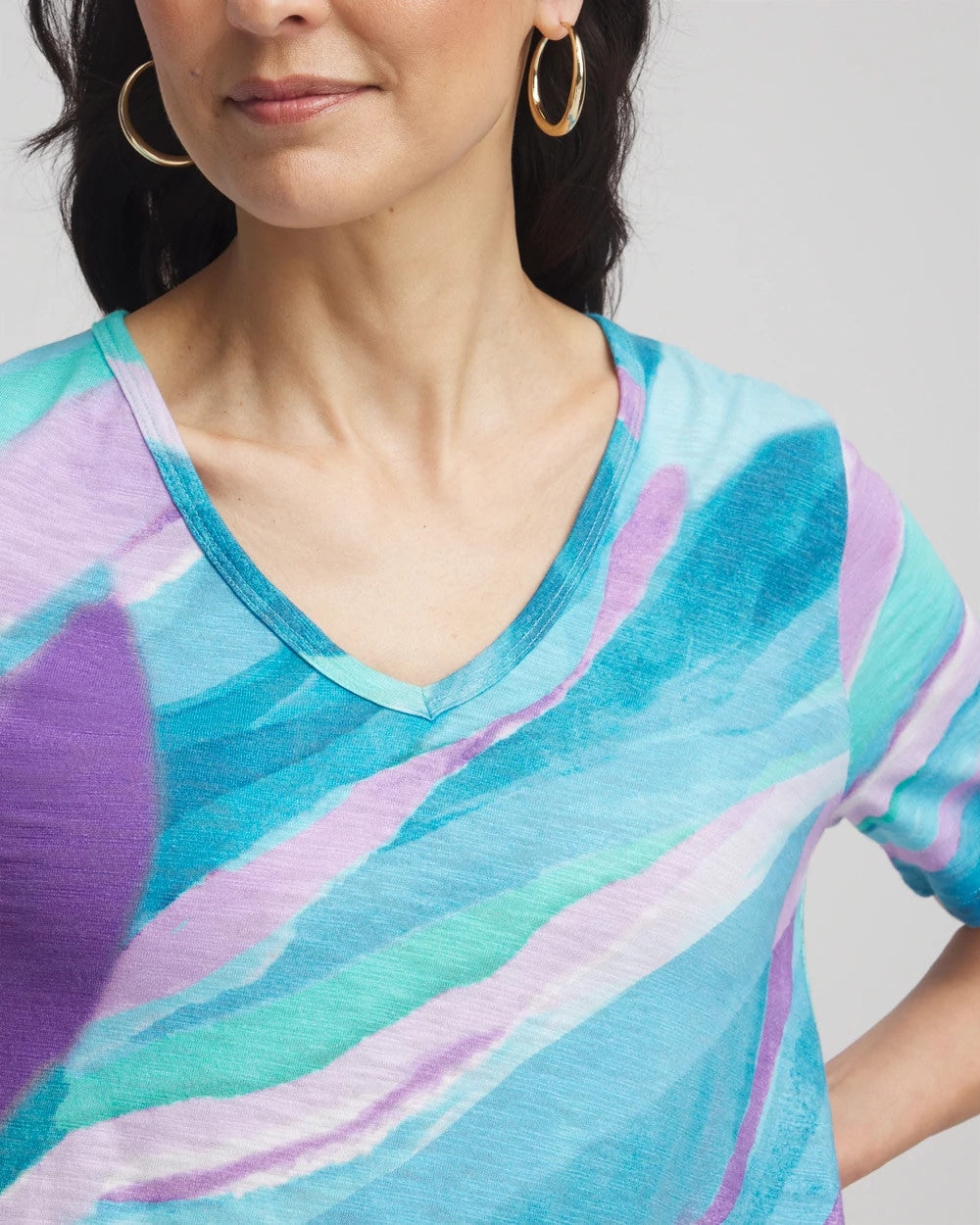 Chico's For Sale - Sea Print Short Sleeve Forward-Seam Tee