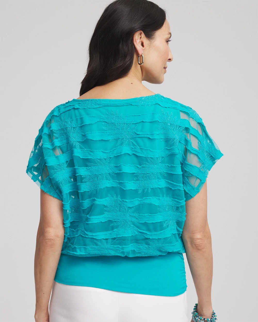 Chico's Online - Embroidered Striped Banded Bottom Top