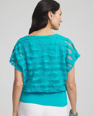Chico's Online - Embroidered Striped Banded Bottom Top