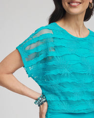 Chico's Online - Embroidered Striped Banded Bottom Top