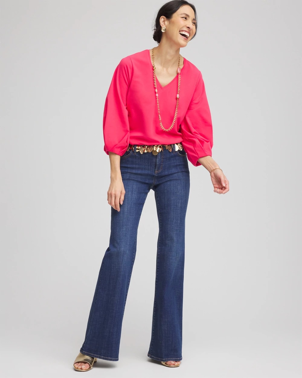 Chico's / Cotton Tuck Sleeve Tee