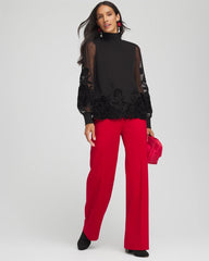 Chico's On Sale - Sheer Mesh Velvet Appliqué Top