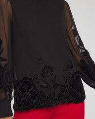 Chico's On Sale - Sheer Mesh Velvet Appliqué Top