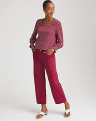 Chico's Outlet - Smocked-Sleeve Cotton-Slub Tee