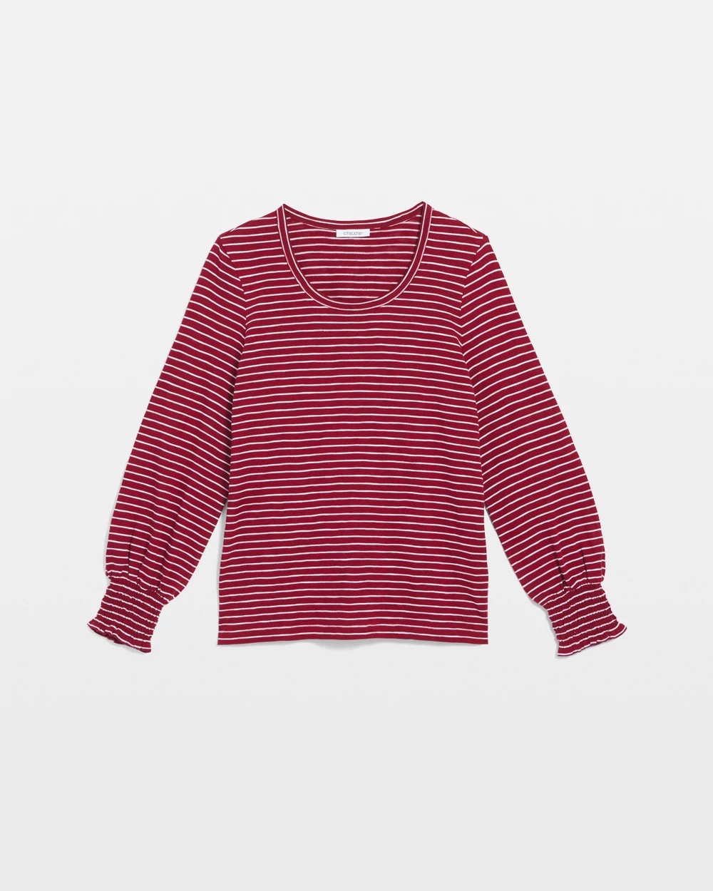 Chico's Outlet - Smocked-Sleeve Cotton-Slub Tee