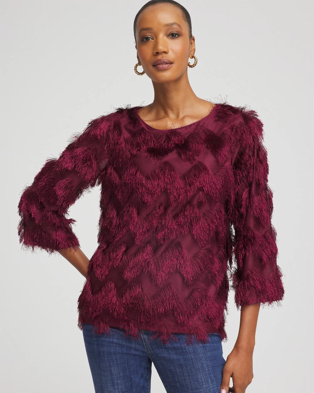 Chico's Online - Chevron Fringe Party Top