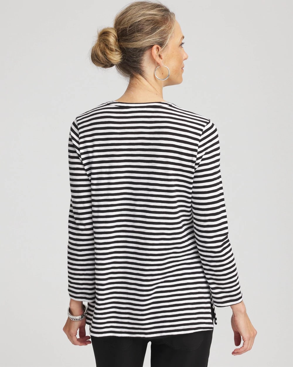 Chico's / Striped Slub Splitneck Henley Tee