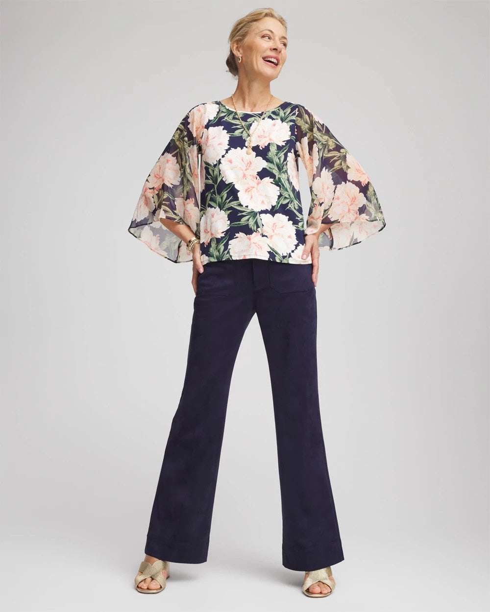 Chico's Discount - Georgette Angel-Sleeved Top