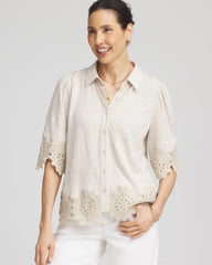 Chico's On Sale - Crochet Trim Linen Shirt