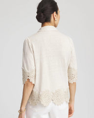 Chico's On Sale - Crochet Trim Linen Shirt