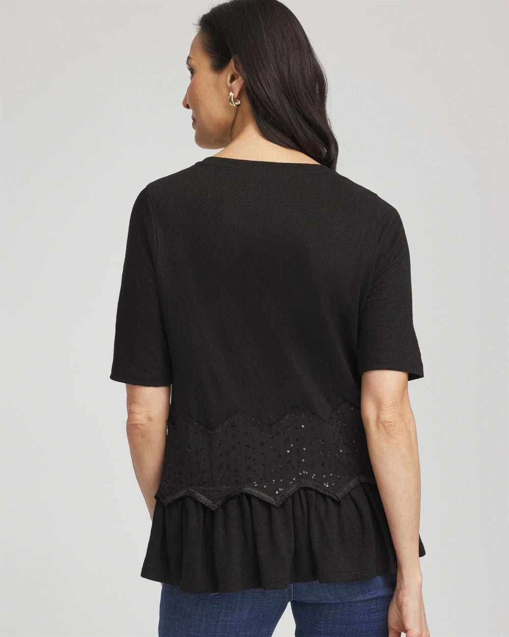 Chico's Outlet - Chevron Sequin Peplum Linen Tee