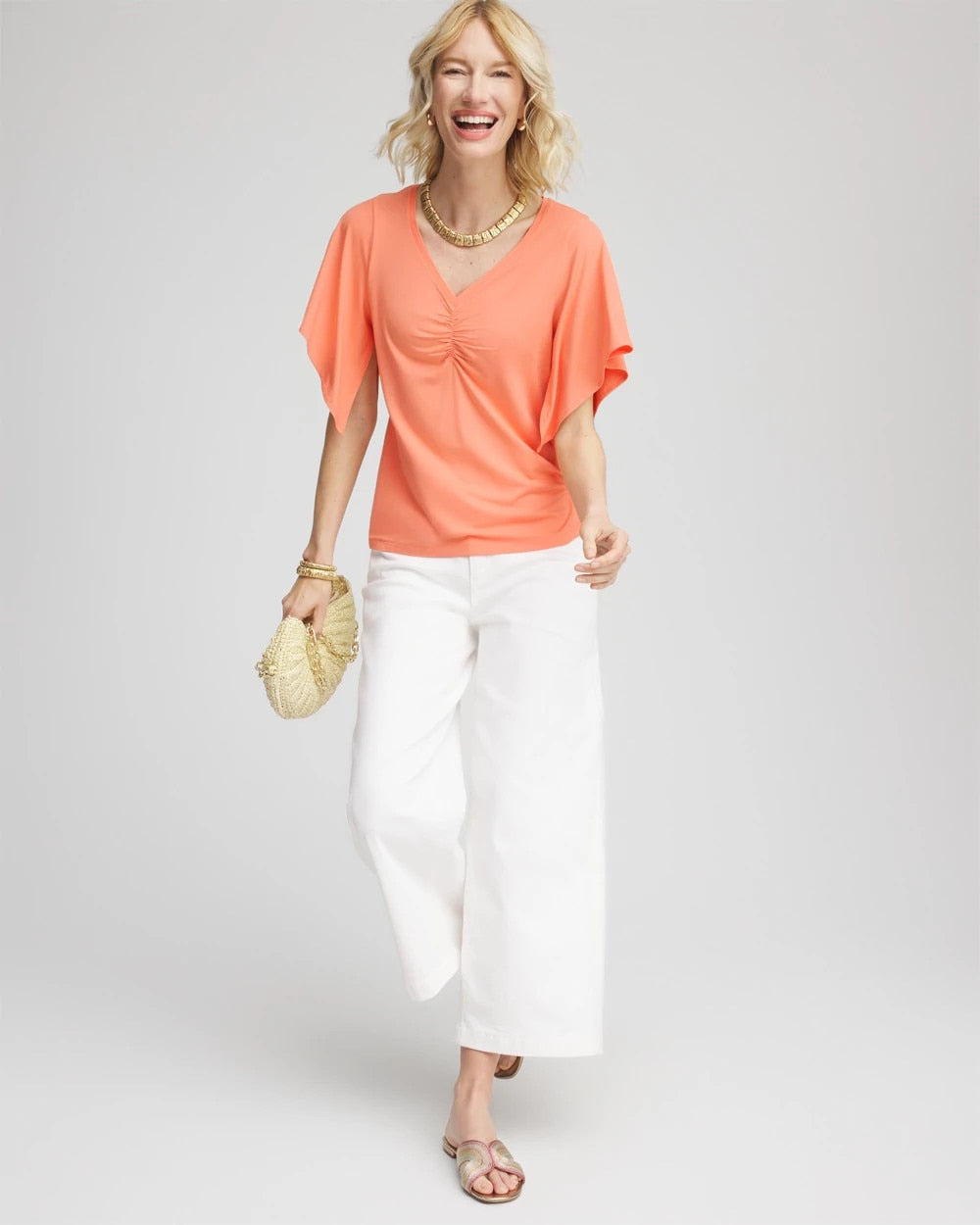Chico's US - Touch of Cool™ Handkerchief-Sleeve V-Neck Tee