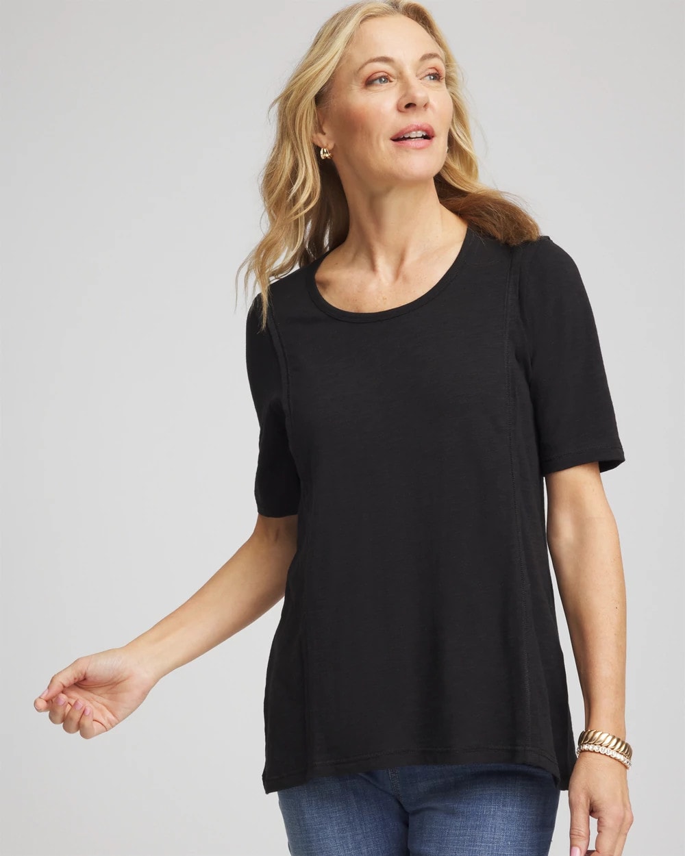 Chico's Outlet - Slub Paneled Elbow Tee
