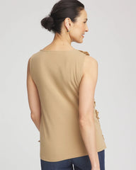 Chico's US - Sleeveless Ruffle-Appliqué Tank Top