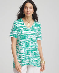 Chico's Tropical Short Sleeve Forward-Seam Tee