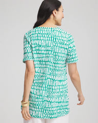 Chico's Tropical Short Sleeve Forward-Seam Tee