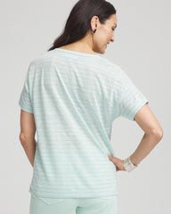 Chico's US - Striped Sweater-Trim Linen Tee