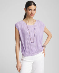 Chico's Pleated Bubble-Hem Tee