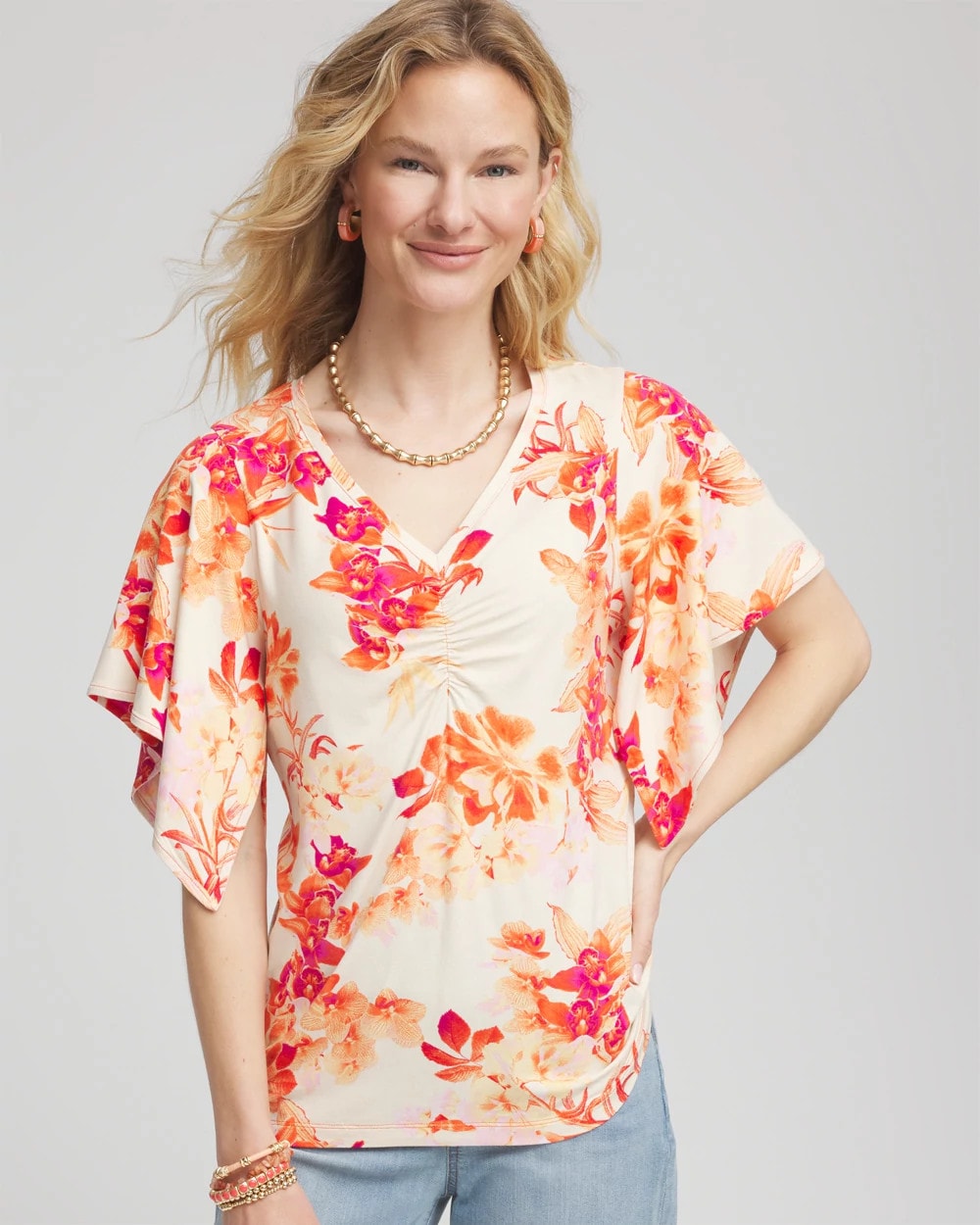 Chico's Discount - Touch of Cool™ Handkerchief-Sleeve V-Neck Tee