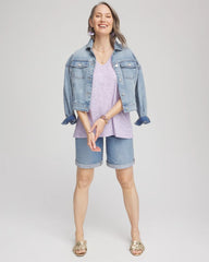 Chico's Sale - Polka-Dot Short Sleeve Forward Seam Tee