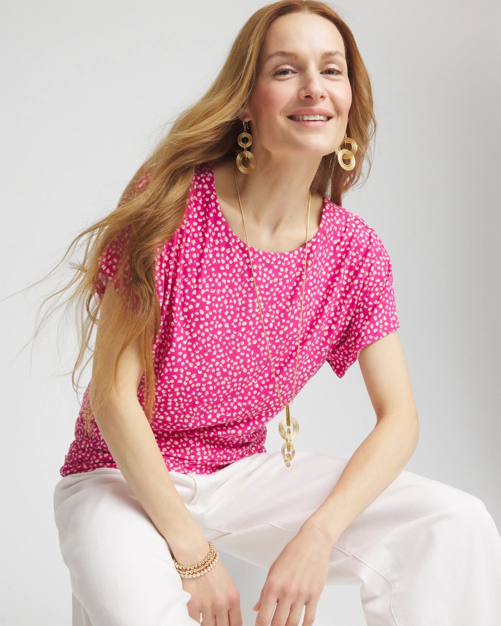 Chico's On Sale - Touch of Cool™ Cheetah Ruched Banded Hem Top