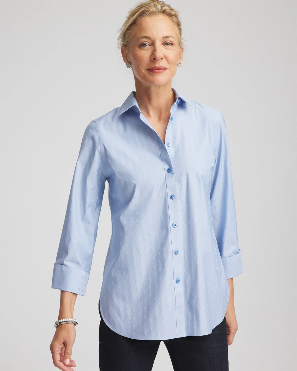 Chico's Outlet - No Iron™ Striped Jacquard Sateen Shirt