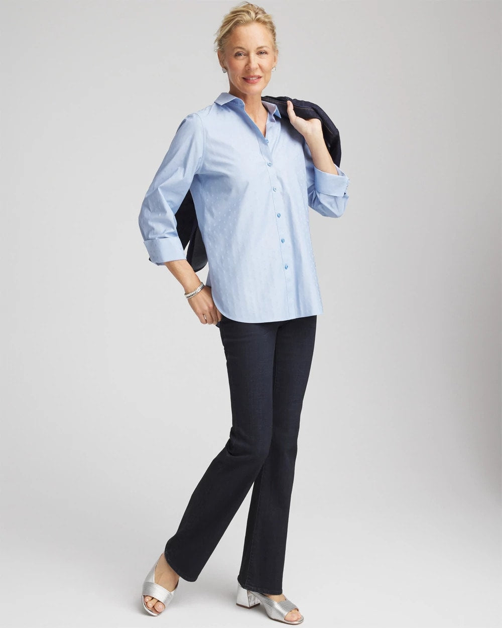 Chico's Outlet - No Iron™ Striped Jacquard Sateen Shirt