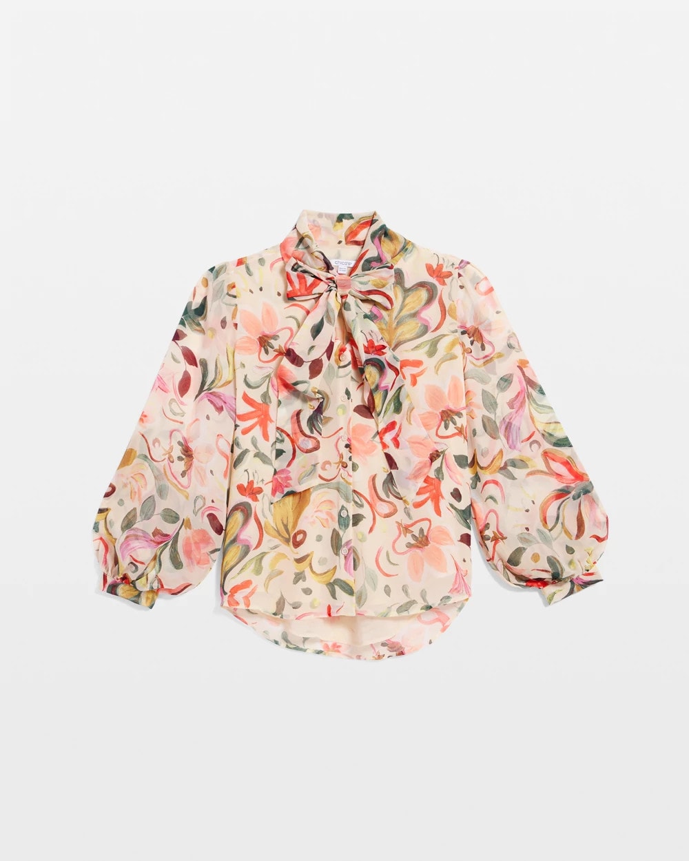 Chico's / Floral Jacquard Tie-Front Blouse