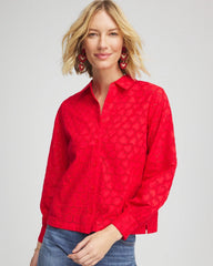 Chico's Discount - Heart Eyelet Button Down Shirt