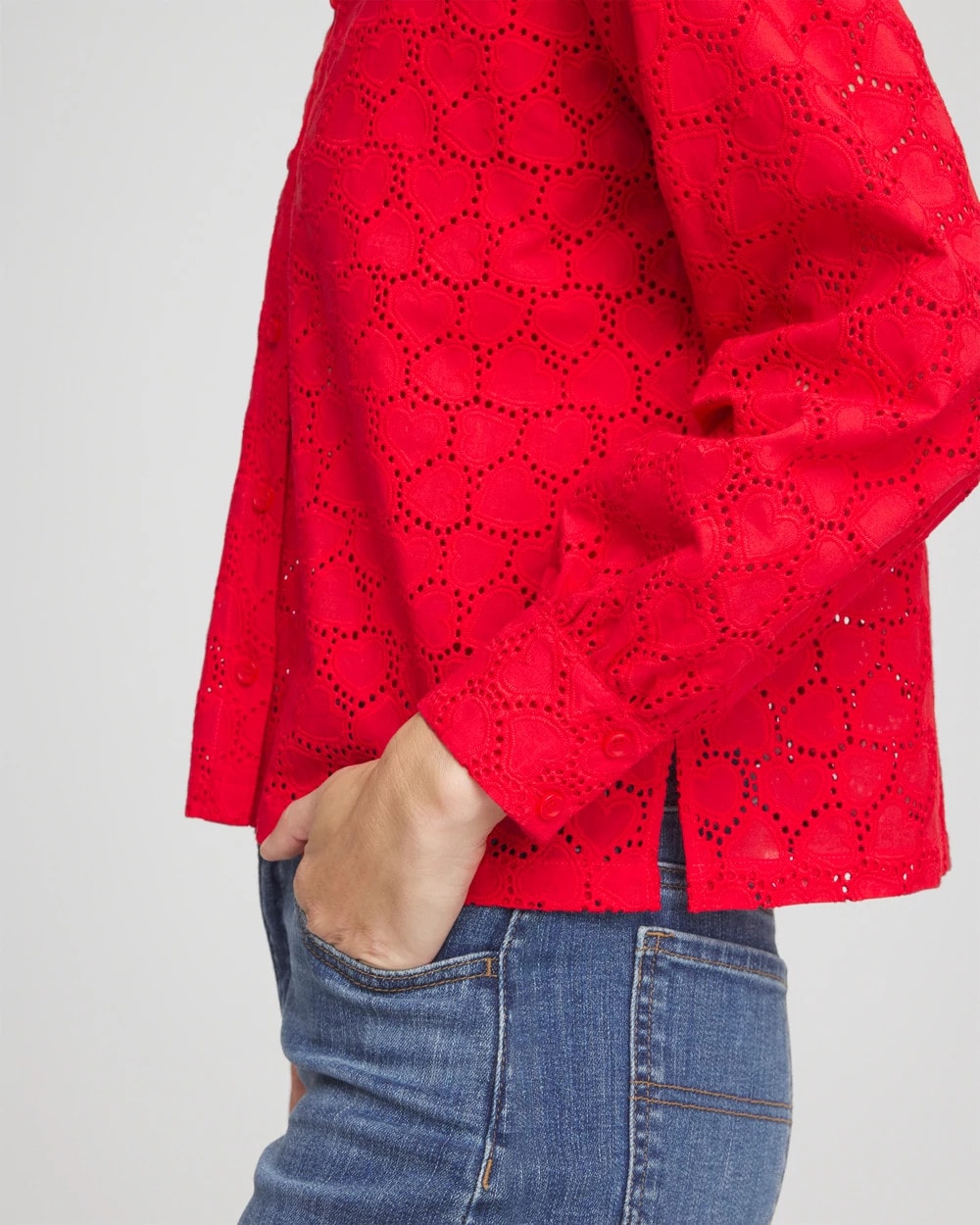 Chico's Discount - Heart Eyelet Button Down Shirt