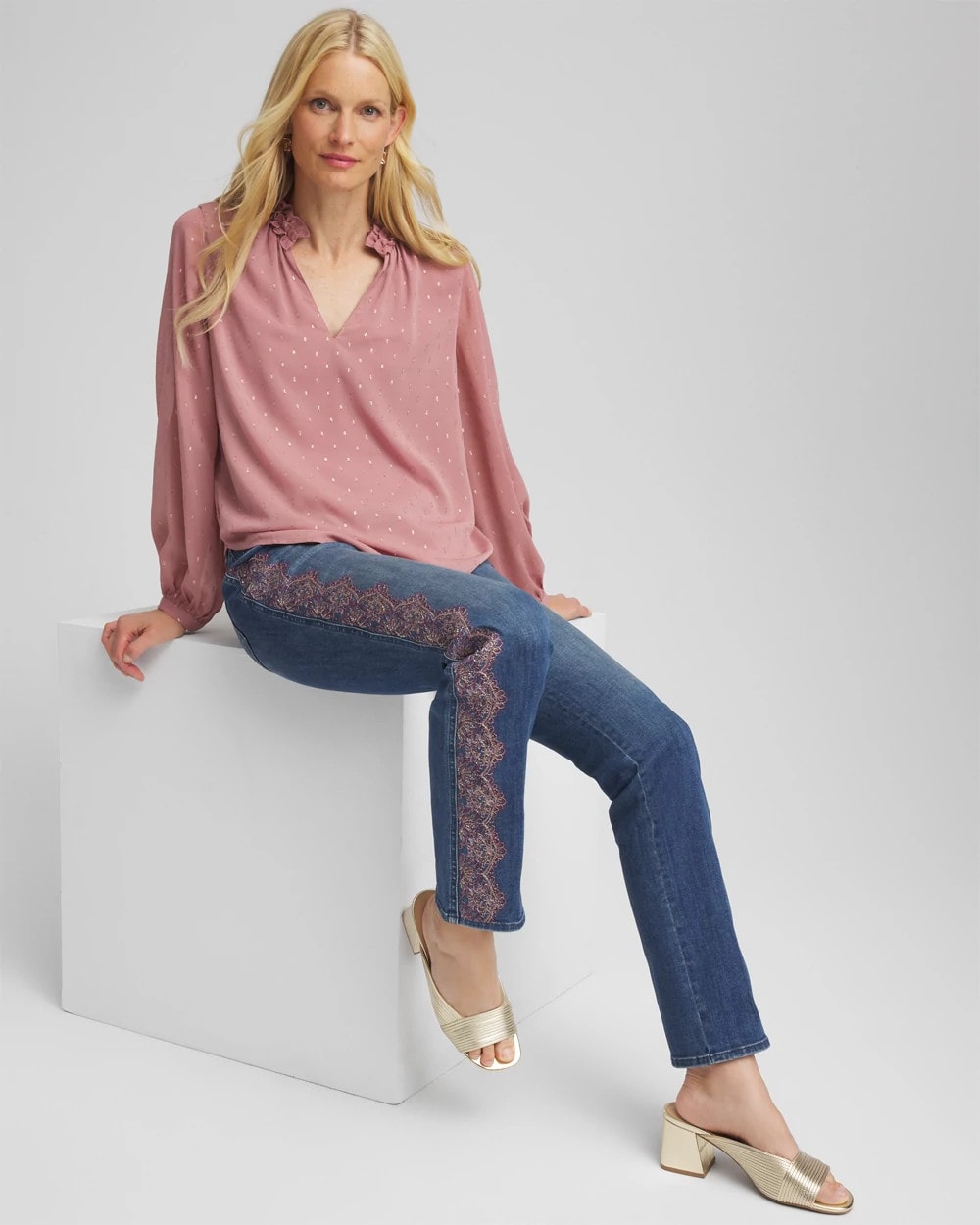 Chico's Sale - Ruffleneck Lined Georgette Blouse