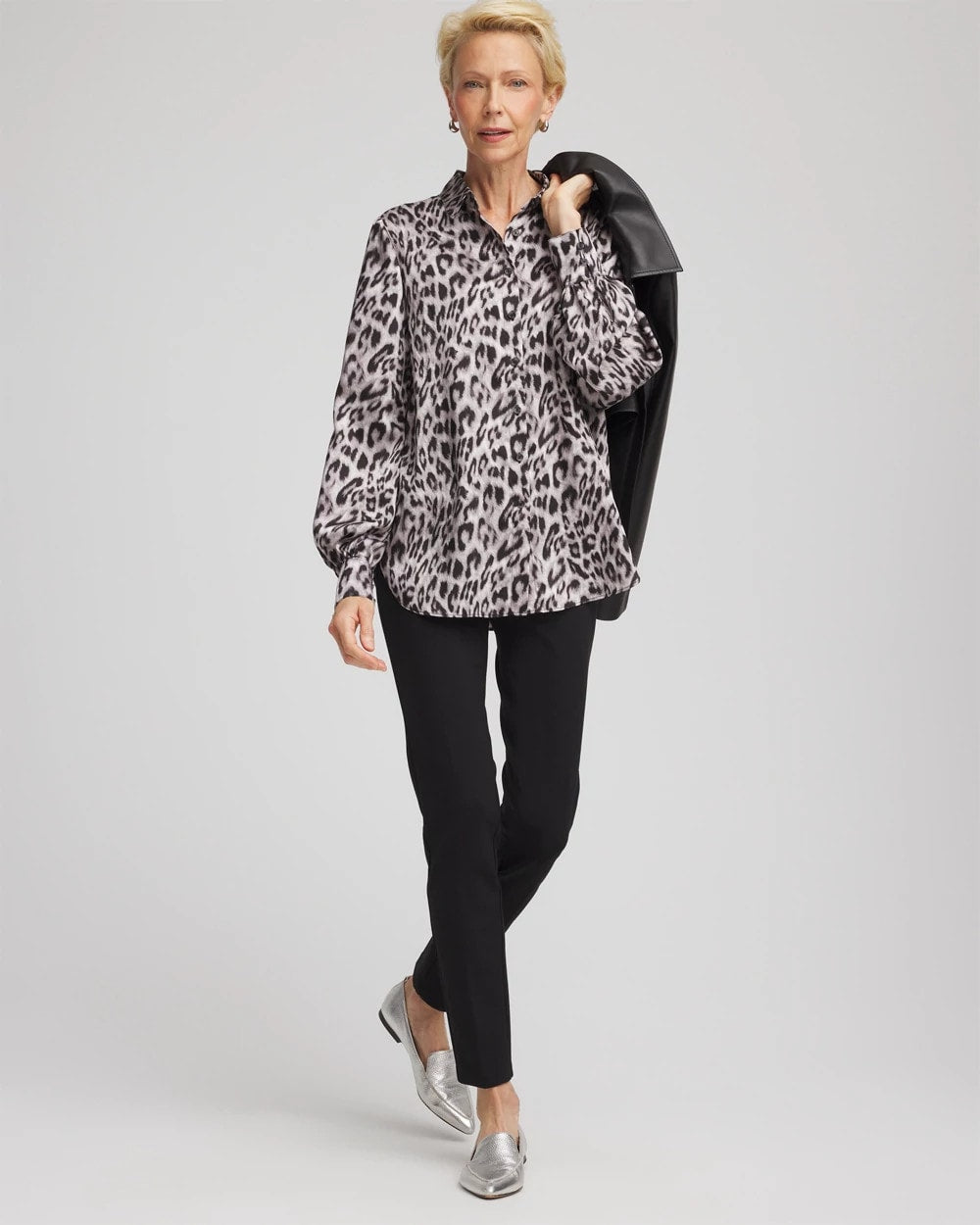 Chico's For Sale - Faux Silk Snowy Animal Shirt