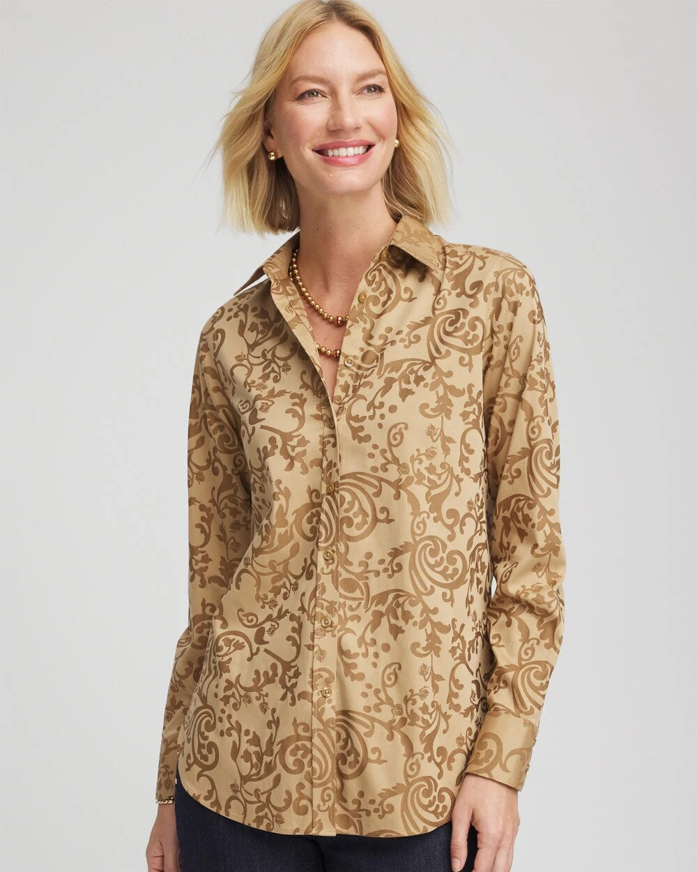 Chico's US - No Iron™ Jacquard Scrolls  Shirt
