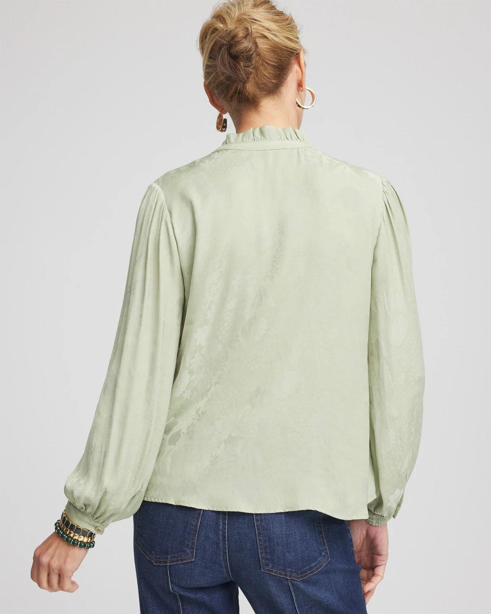 Chico's / Jacquard Georgette Peasant Blouse